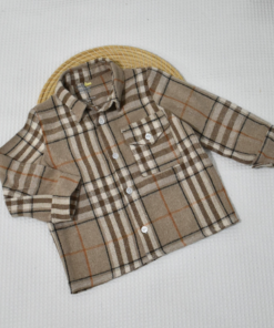 Sur_Chemise à Carreaux Enfant Beige Caramel – Flanelle Douce & Chaude