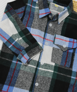 Alternative view of Chemise à Carreaux Enfant – Flanelle Chaude – Bleu, Vert & Noir