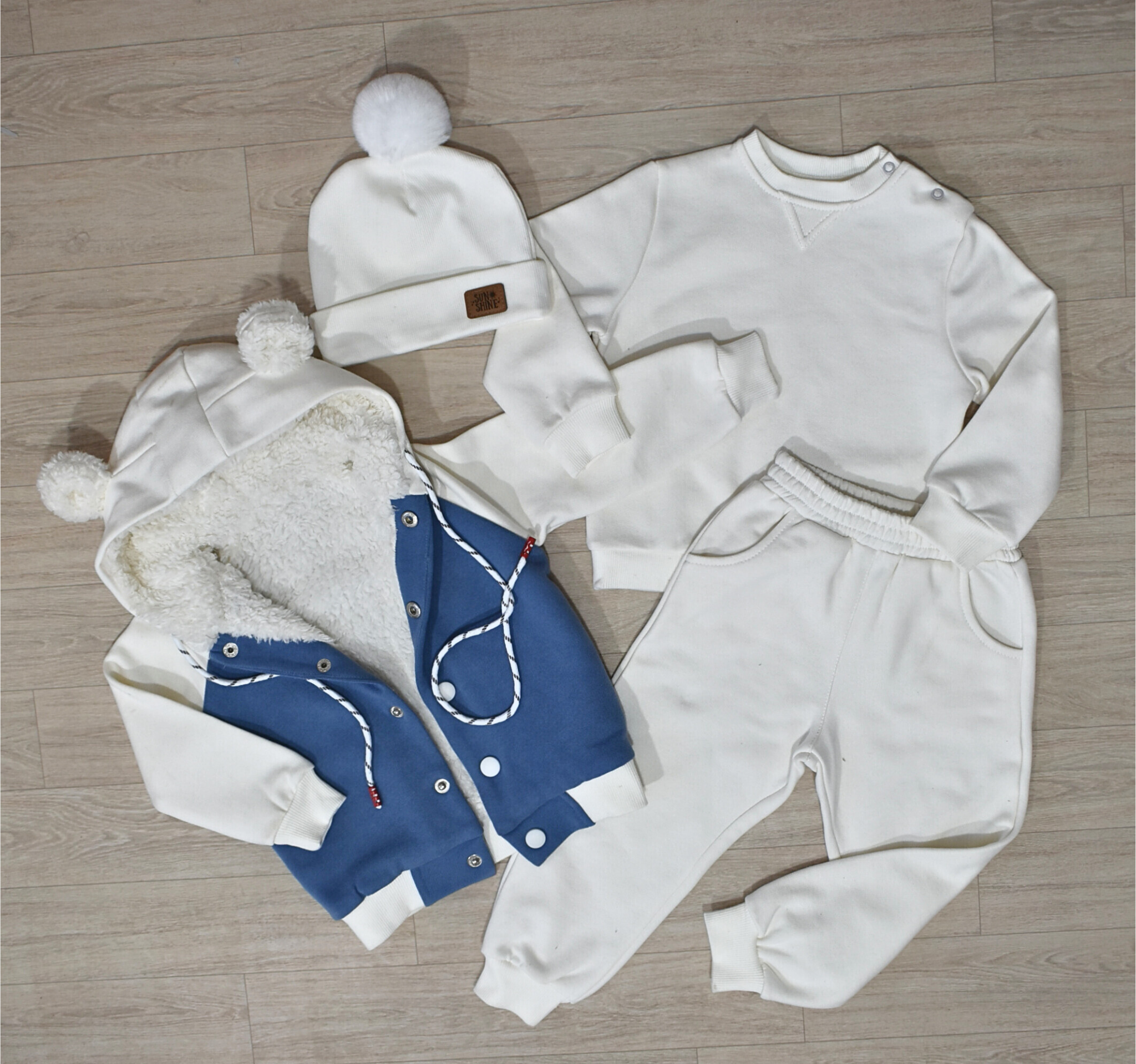 Ensemble Hiver Bébé – Molleton Gratté Premium – 4 Pièces