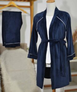 Alternative view of Pyjama Velours Douceur – Bleu Marine