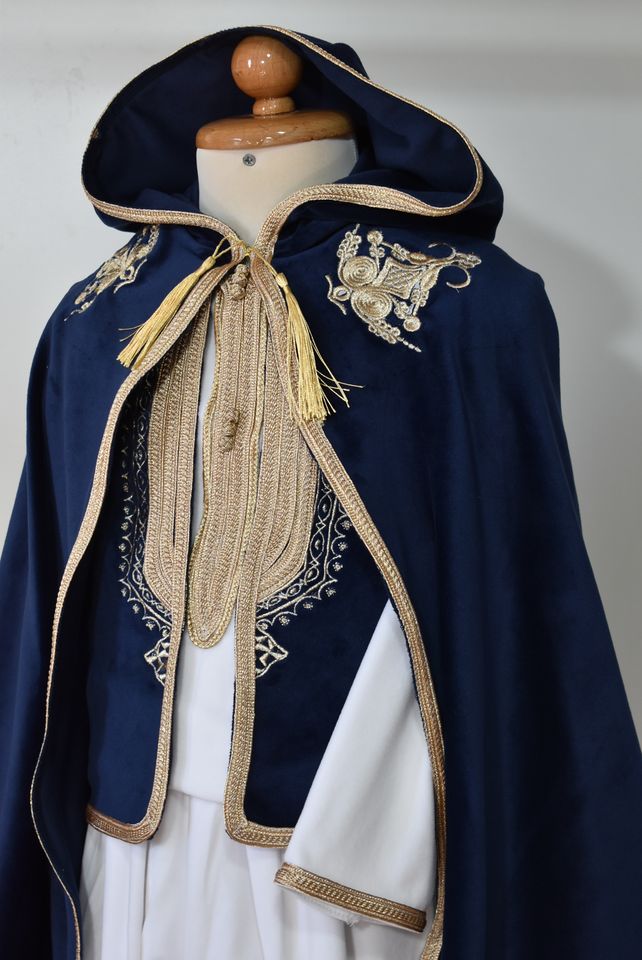 Tenue traditionnelle velour Enfant _ Bleu marine & Doré