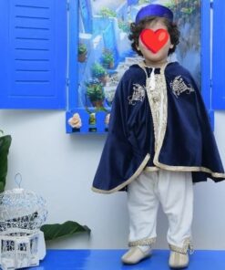 Alternative view of Tenue traditionnelle velour Enfant  _ Bleu marine & Doré