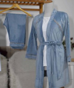 Alternative view of Pyjama Velours Douceur –Bleu Pastel