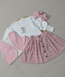 Alternative view of Ensemble fille – Jupe rose imprimée & pull molleton gratté