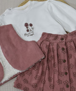 Alternative view of 🩷 Ensemble Fille – Jupe Rose foncé Imprimée & Pull Blanc