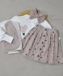Ensemble Fille Spécial Aïd – Jupe Velours & Haut Brodé | Babyboo
