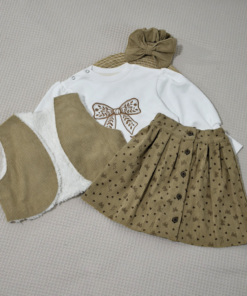 Alternative view of Ensemble fille 4 pièces – Jupe & pull coton brodé Papillon