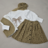 Ensemble fille 4 pièces – Jupe & pull coton brodé Papillon