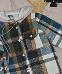 Ensemble bébé chemise carreaux et pantalon beige Babyboo2