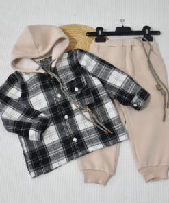 Ensemble bébé & enfant hiver- Chemise Carreaux & Pantalon Noir | Babyboo