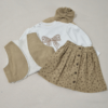 Ensemble fille 4 pièces – Jupe & pull coton brodé Papillon