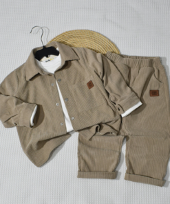 Alternative view of Ensemble garçon 3 pièces beige nude – Élégance & Confort