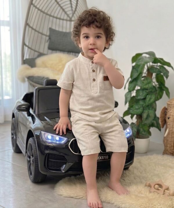 Ensemble en Lin Bébé & Enfant Beige Sable – Tenue Été & Cérémonie | Babyboo