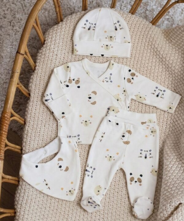 Alternative view of Kit Naissance 4 Pièces Motifs Animaux - Babyboo