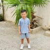 Ensemble Lin Bleu Bébé & Enfant – Tenue d'Été & Cérémonie | Babyboo