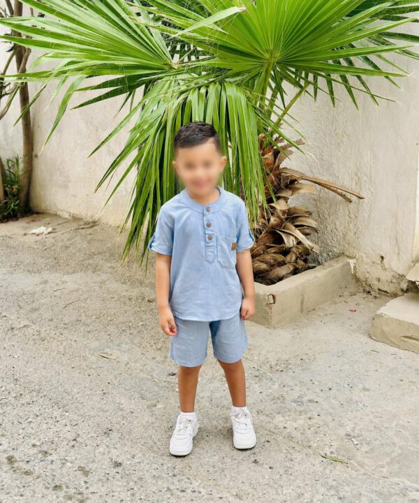 Ensemble Lin Bleu Bébé & Enfant – Tenue d'Été & Cérémonie | Babyboo