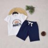 Ensemble Été - T-shirt Blanc "Dino" et Short Gris