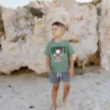 Ensemble Été Enfant - T-shirt Vert Snoopy et Short Gris