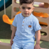 Ensemble en Lin Bébé et Enfant Bleu Pastel – Tenue Été & Cérémonie | Babyboo