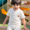 Ensemble en Lin Bébé et Enfant Blanc Pur – Tenue Été & Cérémonie | Babyboo
