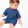 Ensemble en Lin Bébé et Enfant Bleu Océan – Tenue Été & Cérémonie | Babyboo