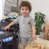 Ensemble Lin Bébé et Enfant Gris Clair – Tenue Été & Cérémonie | Babyboo