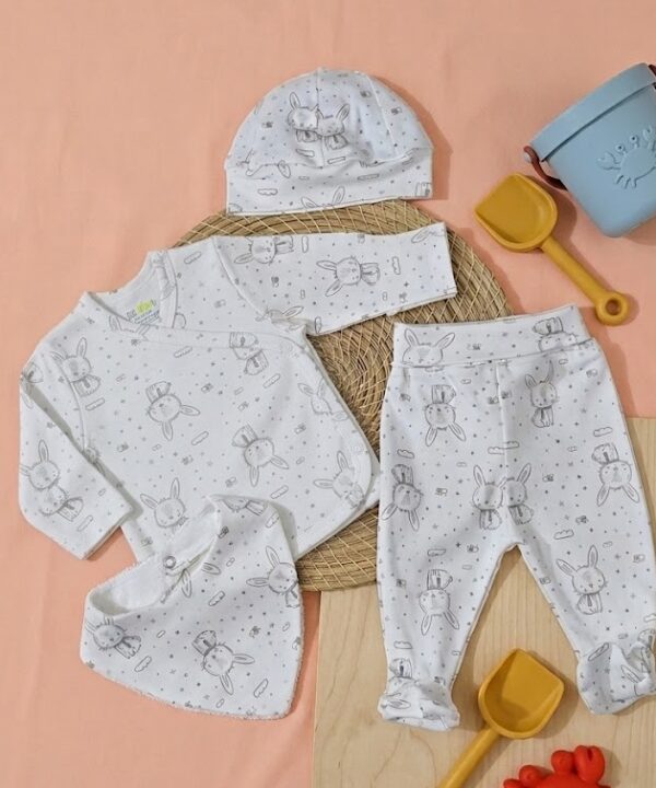 Kit Naissance 4 Pièces Motifs LAPIN