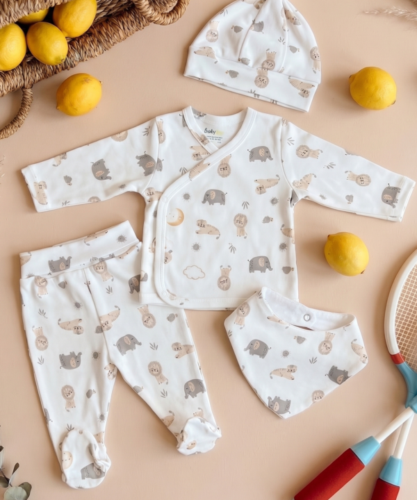 Kit Naissance 4 Pièces - Motif Safari
