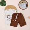 Ensemble Été - T-shirt Blanc Snoopy et Short Marron
