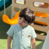 Ensemble en Lin Bébé et Enfant Vert Sauge – Tenue Été & Cérémonie | Babyboo