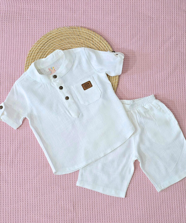 Ensemble en Lin Bébé & Enfant blanc2 – Tenue Été & Cérémonie | Babyboo