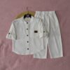 Ensemble en Lin Garçon – Blanc Cassé – Pantalon et Chemise à Manches Longues | Babyboo