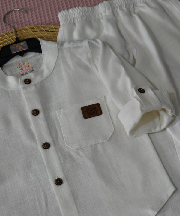 Alternative view of Ensemble en Lin Garçon – Blanc Cassé – Pantalon et Chemise à Manches Longues | Babyboo