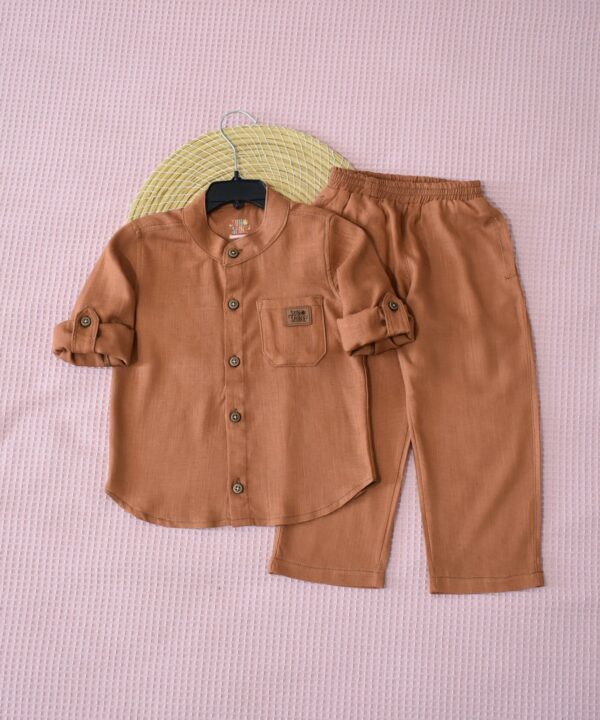 Alternative view of Ensemble en Lin Garçon – Brique – Pantalon et Chemise à Manches Longues | Babyboo
