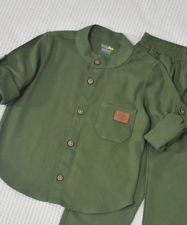 Ensemble en Lin Garçon – vert   – Pantalon et Chemise à Manches Longues | Babyboo – Image 4