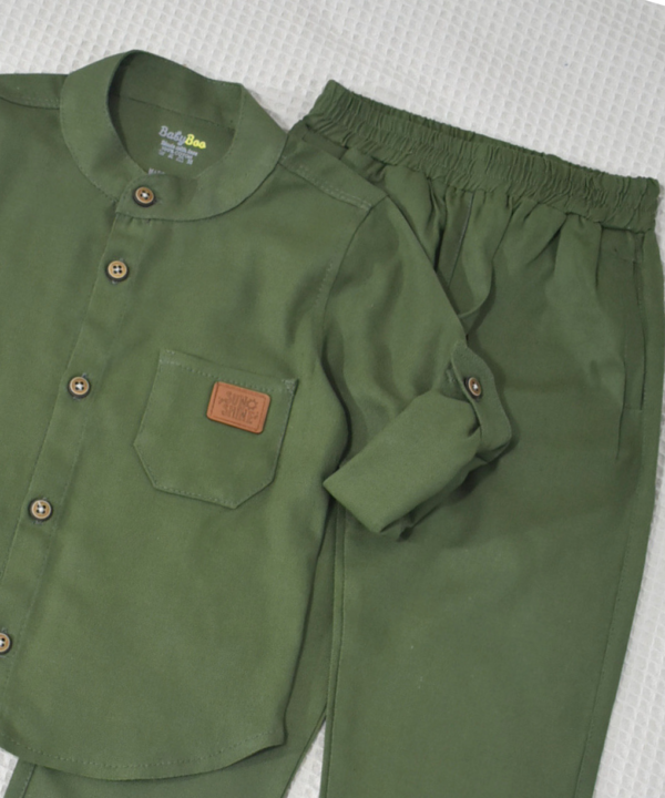 Ensemble en Lin Garçon – vert   – Pantalon et Chemise à Manches Longues | Babyboo – Image 3