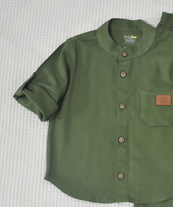 Alternative view of Ensemble en Lin Garçon – vert   – Pantalon et Chemise à Manches Longues | Babyboo