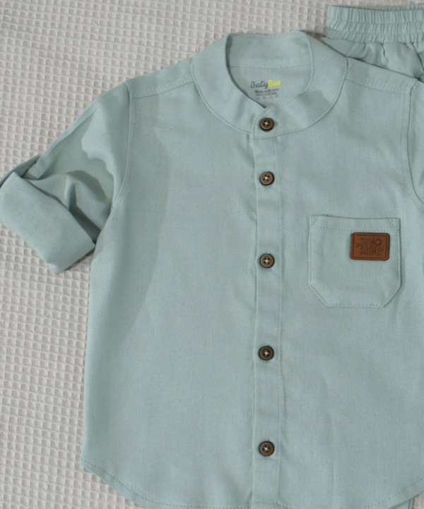 Ensemble en Lin Garçon – vert d'eau – Pantalon et Chemise à Manches Longues | Babyboo – Image 4