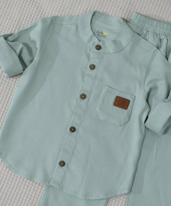 Ensemble en Lin Garçon – vert d'eau – Pantalon et Chemise à Manches Longues | Babyboo – Image 3