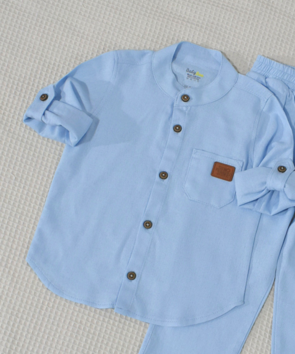 Ensemble en Lin Garçon – Bleu ciel – Pantalon et Chemise à Manches Longues | Babyboo – Image 4