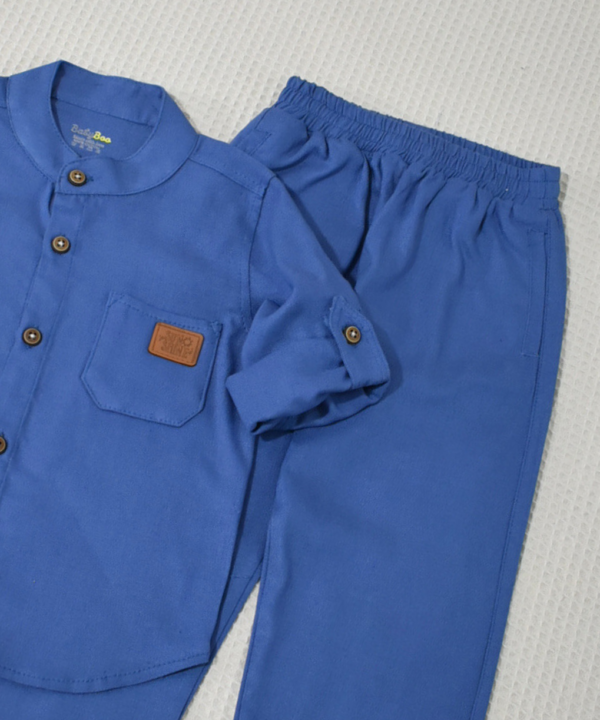 Ensemble en Lin Garçon –Bleu Océan – Pantalon et Chemise à Manches Longues | Babyboo – Image 3