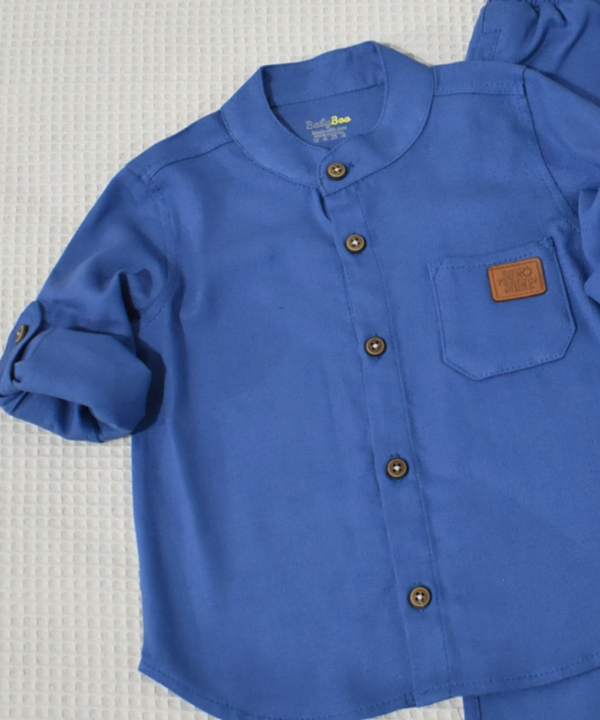 Alternative view of Ensemble en Lin Garçon –Bleu Océan – Pantalon et Chemise à Manches Longues | Babyboo