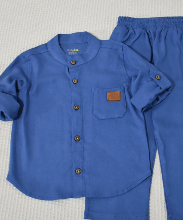 Ensemble en Lin Garçon –Bleu Océan – Pantalon et Chemise à Manches Longues | Babyboo – Image 4