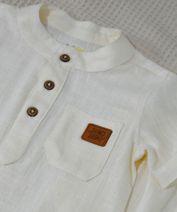 Ensemble en Lin Bébé et Enfant Blanc cassé  – Tenue Été & Cérémonie | Babyboo – Image 3