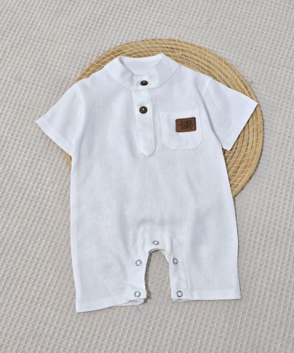 Barboteuse en Lin Premium pour Bébé - Blanc | Babyboo