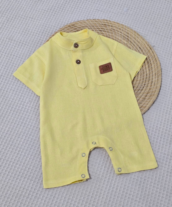 Barboteuse en Lin Premium pour Bébé - jaune | Babyboo