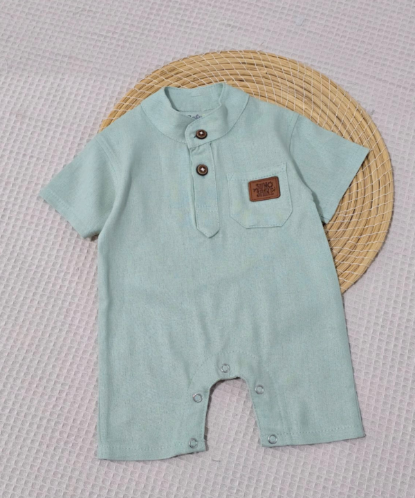 Barboteuse en Lin Premium pour Bébé - vert | Babyboo