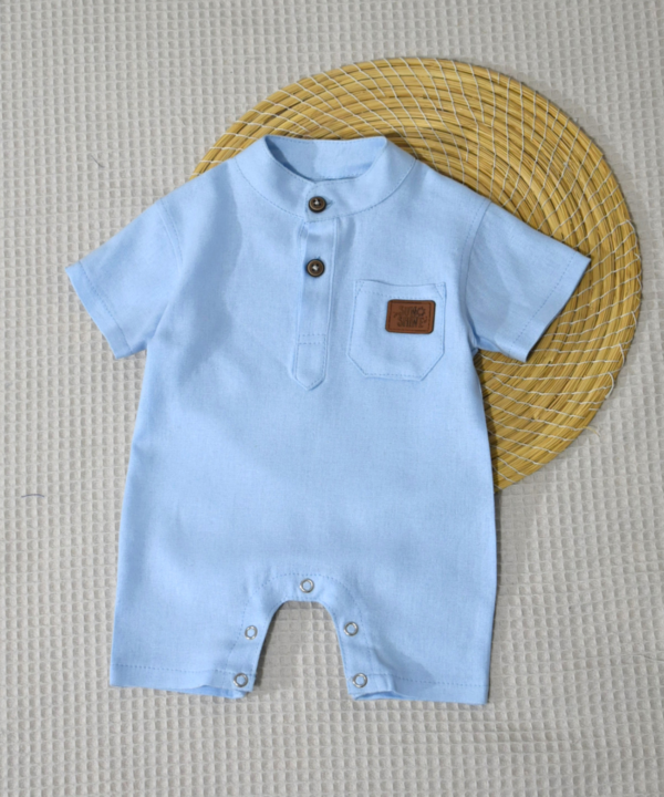 Barboteuse en Lin Premium pour Bébé - ciel | Babyboo