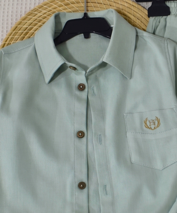 Ensemble Garçon Premium Chemise et Pantalon - Vert d'eau – Image 3
