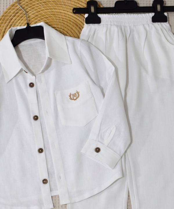 Alternative view of Ensemble Garçon Premium Chemise et Pantalon - Blanc